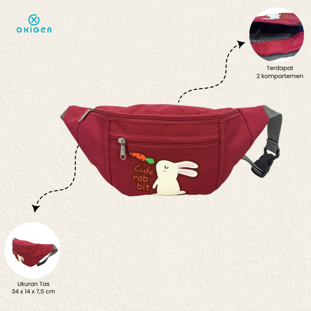 Oxigen Great Bunny Tas Pinggang Wanita Polyester Waist Bag Modern dan Stylish