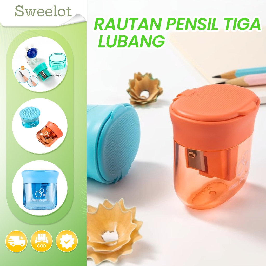

Rautan pensil anak-anak tiga lubang rautan pensil rautan pensil siswa sekolah dasar taman kanak-kanak portabel multifungsi