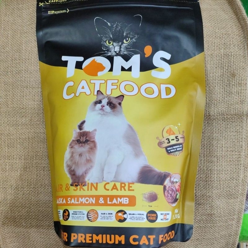Tom's cat food hair & skin care Alaska salmon & lamb 1,2kg fresh pack