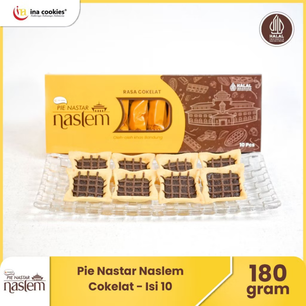 

INA COOKIES MALANG - Pie Nastar Naslem Coklat isi 10 pcs Oleh-Oleh Bandung Jajan Lebaran Premium- READY STOCK