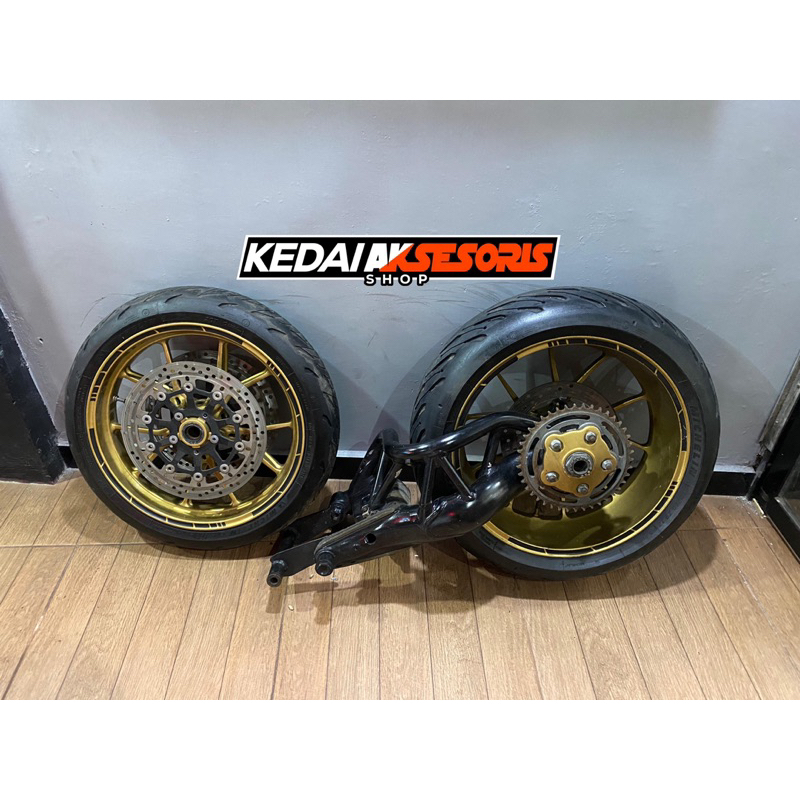VELG DEPAN BELAKANG, ARM, BAN, PIRINGAN REM (LIMBAH MOGE SECOND) PNP CBR250rr