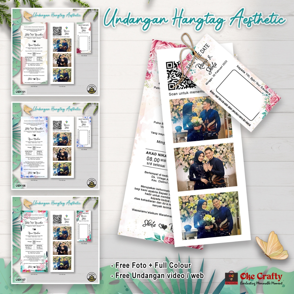 Cetak Undangan Pernikahan Hangtag Aesthetic – Desain Elegan, Bisa Pakai Foto Gratis & Harga Murah
