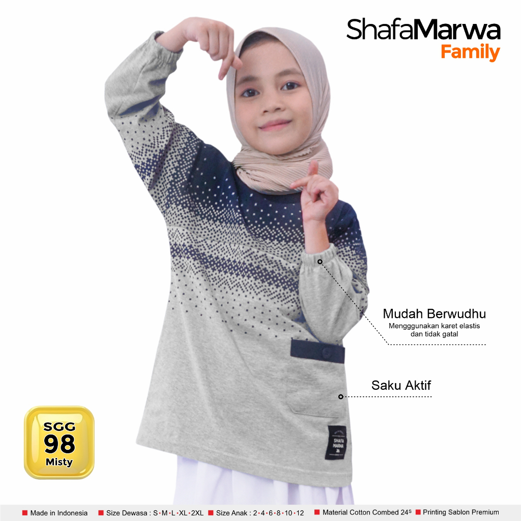SHAFA MARWAH Kaos Sarimbit Keluarga Original - Baju Couple Atasan Tunik Family Set SM98 Misty
