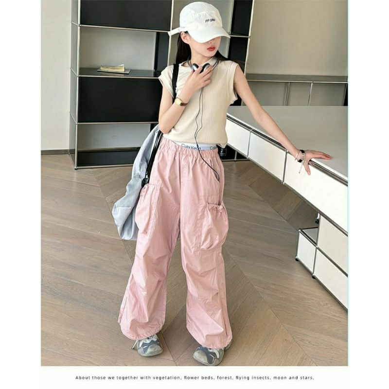 Littlefairy setelan anak cewek vior cargo pants/set baju anak tanggung perempuan