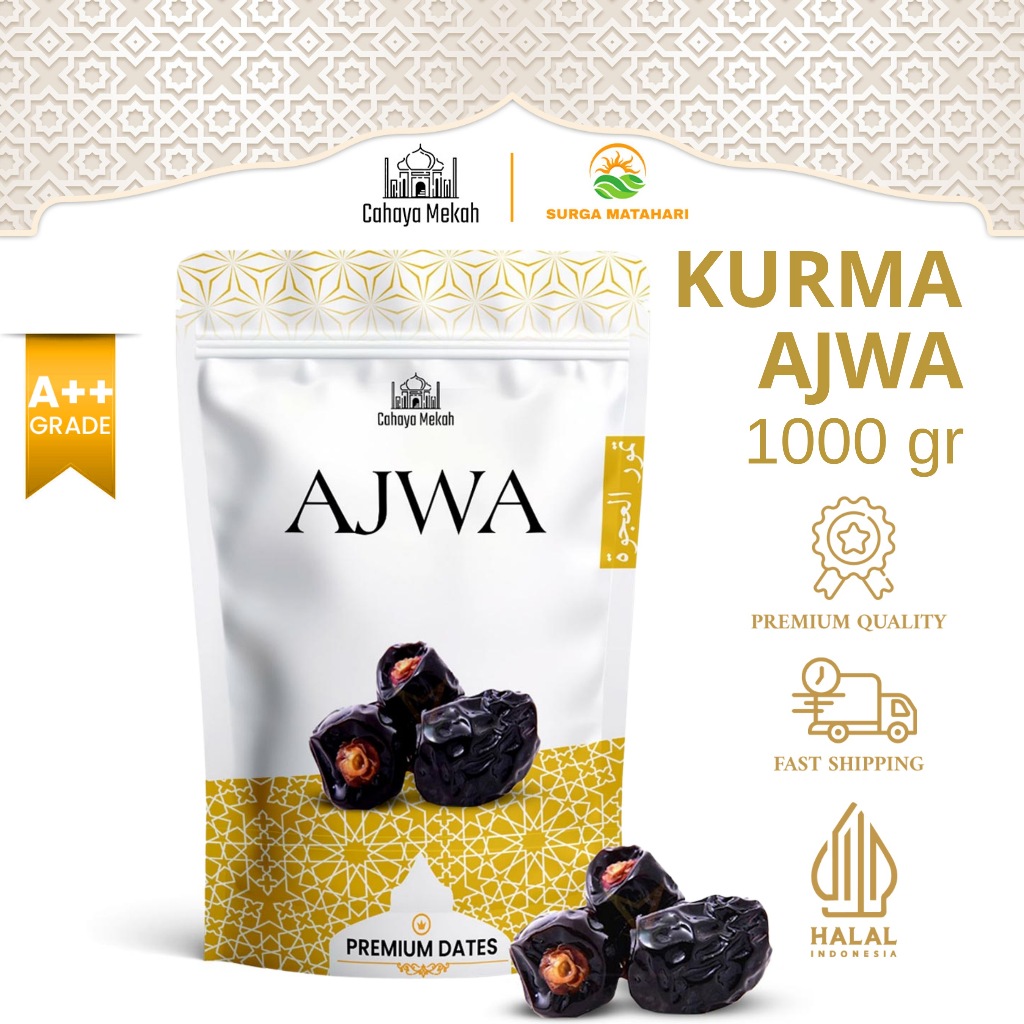 

Cahaya Mekah Kurma Ajwa Pouch 1kg Kurma Nabi Asli Premium Quality