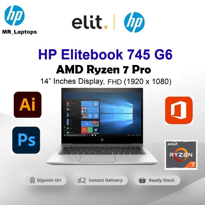 HP Elitebook 745 G6 AMD ryzen 7 PRO | 16GB | SSD 512 | RADEON VEGA 10 - HP 745 G5