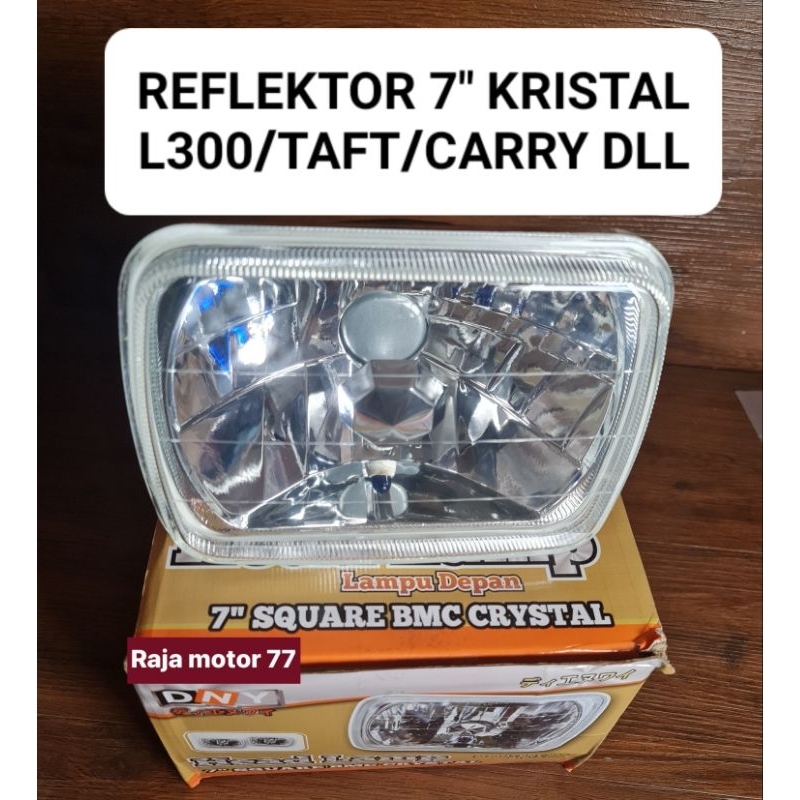 REFLEKTOR H4/HEAD LAMP/LAMPU DEPAN KOTAK 7 INCHI KRISTAL KACA BENING DAN TEBAL #086