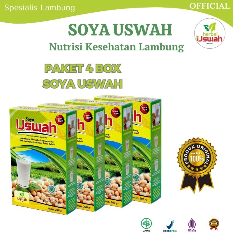 SOYA USWAH - Paket 4 Box Solusi Ampuh Asam Lambung Maag GERD Tukak Lambung Iritasi Radang Usus - Res