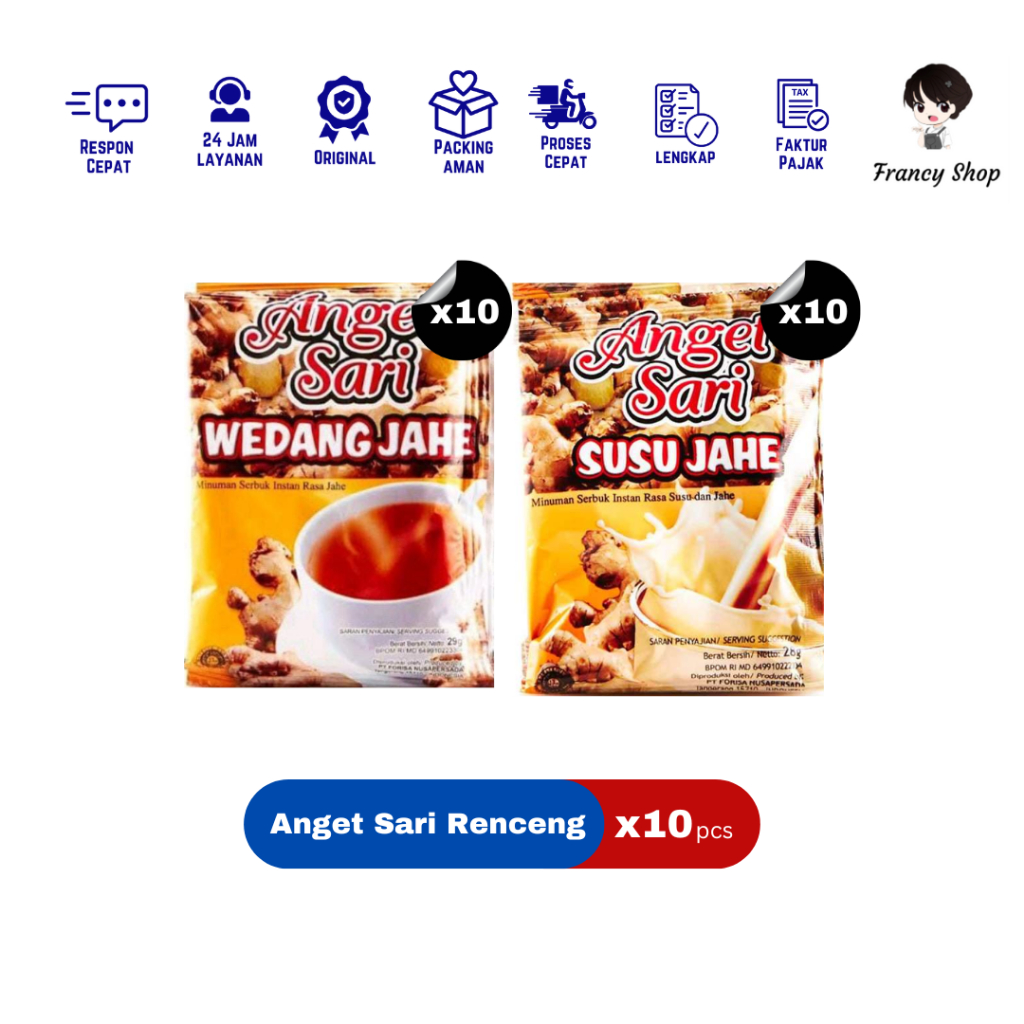 

Paket Murah Renceng Anget Sari Wedang Jahe / Susu Jahe Minuman Serbuk 28 gr x10