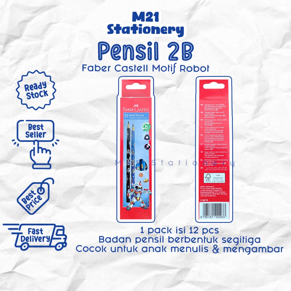 

(1 PCS) PENSIL 2B FABER CASTELL ROBOT 118373 / original pencil kayu pena original menulis graphite menggambar sket sketch anak alat tulis sekolah kuliah atk kantor stationery murah / m21 stationery jogja