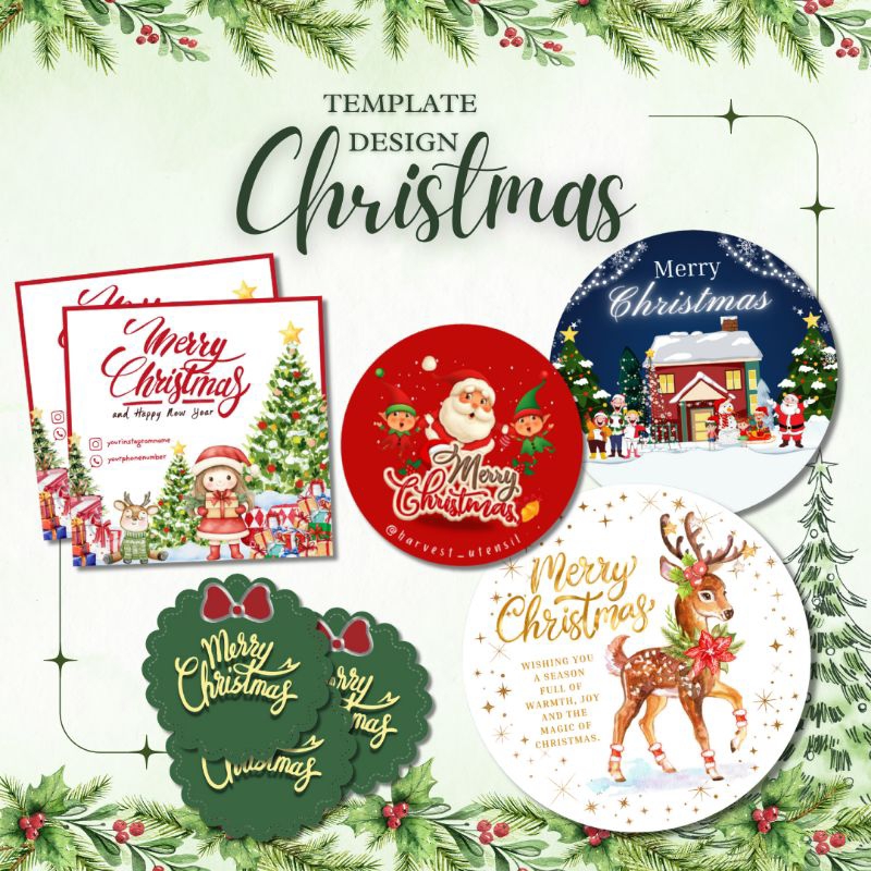 

(READY PRINT) Sticker Natal Christmas | Sticker Toples Kue Merry Christmas | Sticker Box Kue Natal | Sticker Custom Premium Elegant