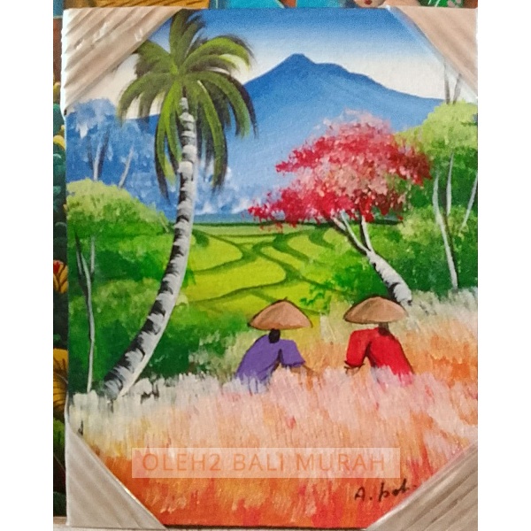 Lukisan Sawah Bali Ukuran 10 R-100% Handmade Buatan tangan