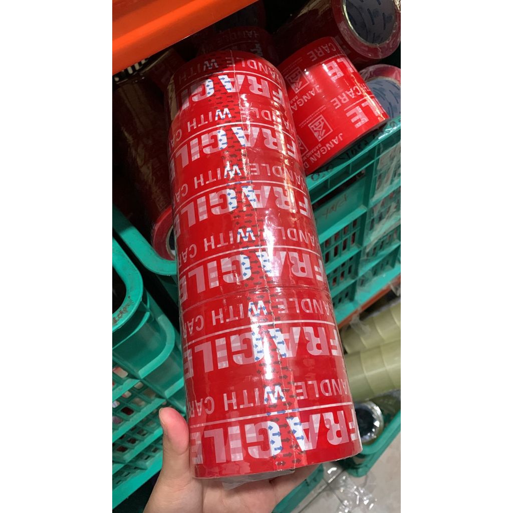 

Lakban Fragile 2 inch x 100 yard Merah Jangan Dibanting Isolasi Selotip Packing Murah Kuat Anti Putus Solo sukoharjo