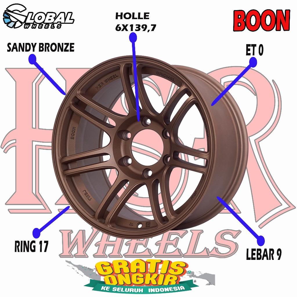 Velg Mobil JDM Ring 17 HSR Boon Buat Pajero, Fortuner, Hilux, Triton, Everest, Dll
