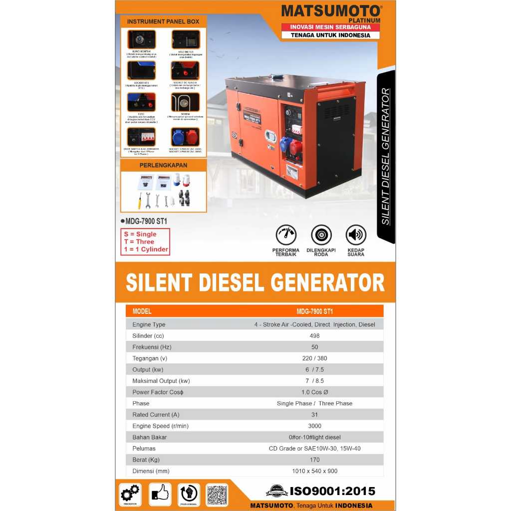 Genset Silent Diesel Solar Matsumoto 7500 / 8500 Watt