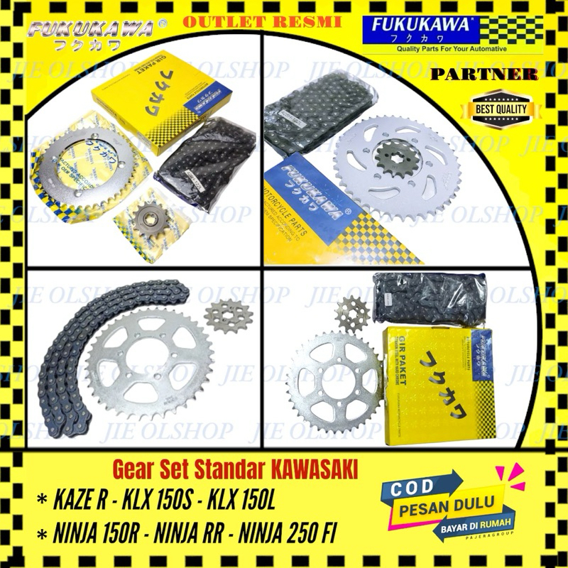 FUKUKAWA Gear Set Standar Kawasaki KAZE R KLX 150S KLX 150L NINJA 150R NINJA RR NINJA 250 FI INJEKSI