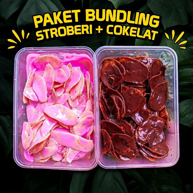 

2 Box Keripik Pisang Lumer Stroberi+Cokelat 500 Gram