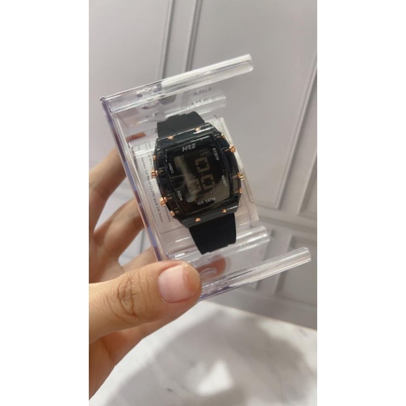 New Hrz Jam Tangan Wanita Digital Tahan Air Free Box Transparan