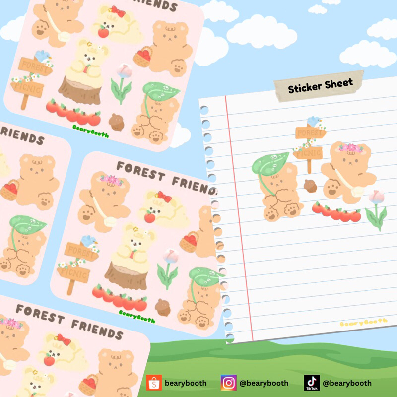 

STICKER SHEET | FOREST FRIENDS | BEARYBOOTH