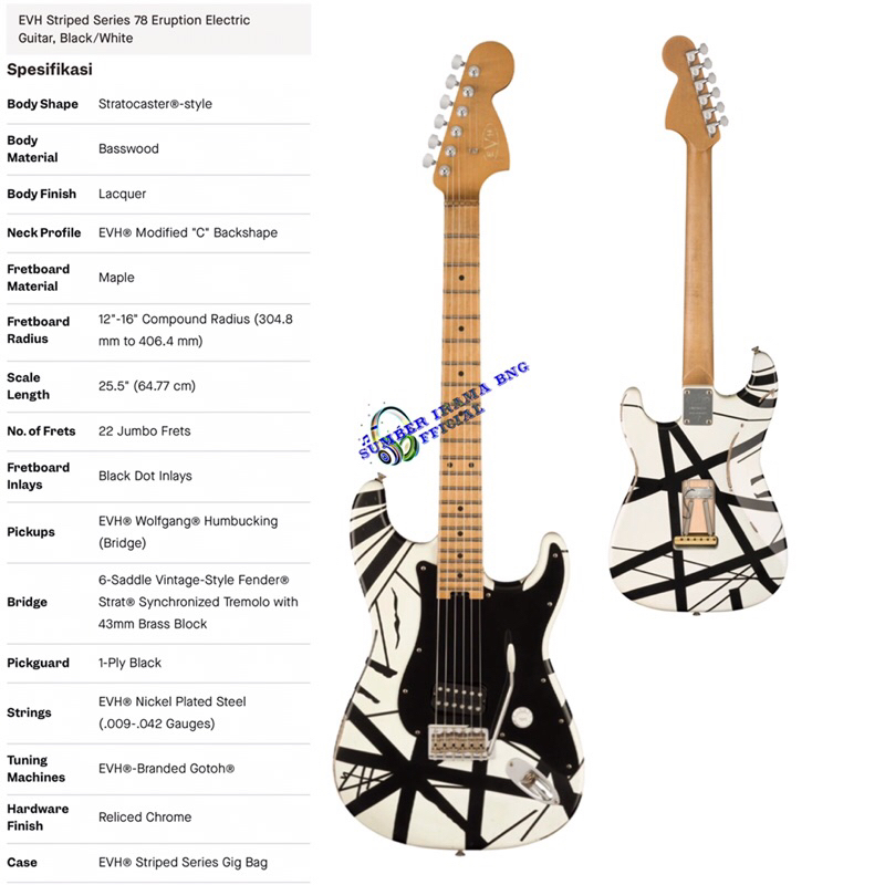 EVH STRIPED SERIES 78 ERUPTION ELECTRIC GUITAR w/ GIGBAG