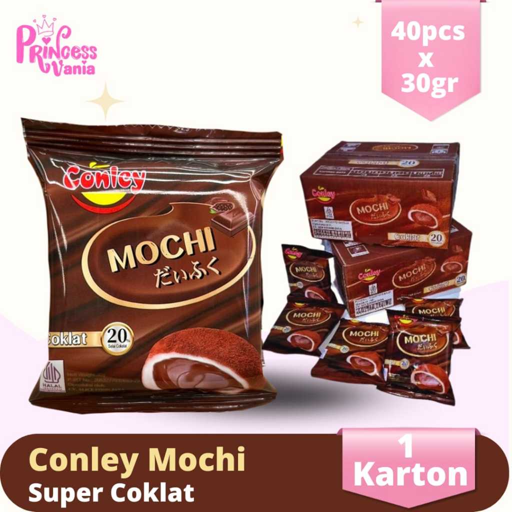 

1 DUS CONLEY MOCHI SUPER COKLAT PREMIUM ISI 40X30GR KEMASAN MINI KUE VIRAL