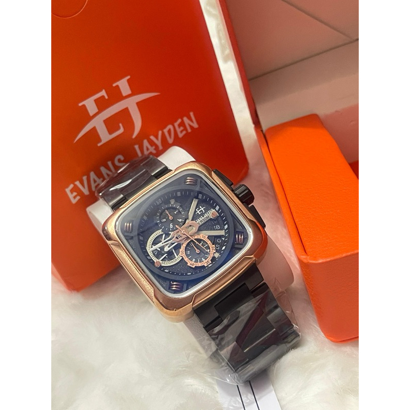 Dijual Jam Mewah dan Elegan Evan Jayden, EJ 9555 MC Hitam Rosegold