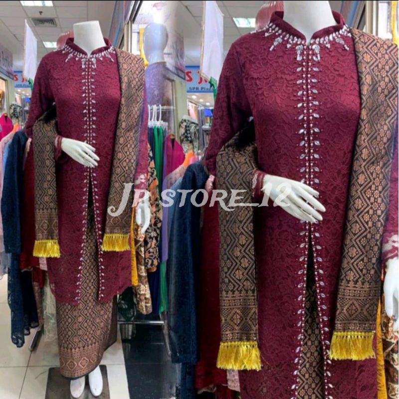 Kebaya tunik burkat/Kebaya modern/Kebaya burkat payet/Kebaya Faforite/Kebaya Kondangan/Setelan kebay