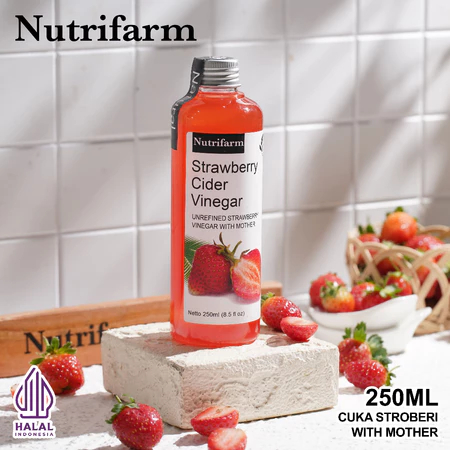 

CUKA BUAH STRAWBERRY 250 ML ORIGINAL/STRAWBERRY CIDER VINEGAR WITH MOTHER PREMIUM ASLI BUAH STRAWBERRY_ON