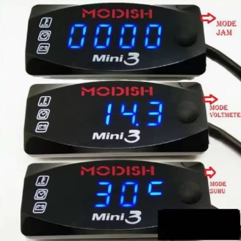 Voltmeter AKI 3in1 JAM SUHU VOLT METER AKI MOTOR UNIVERSAL NMAX PCX AEROX SCOOPY