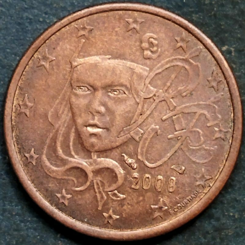 5 euro cent 2008 Perancis coin error