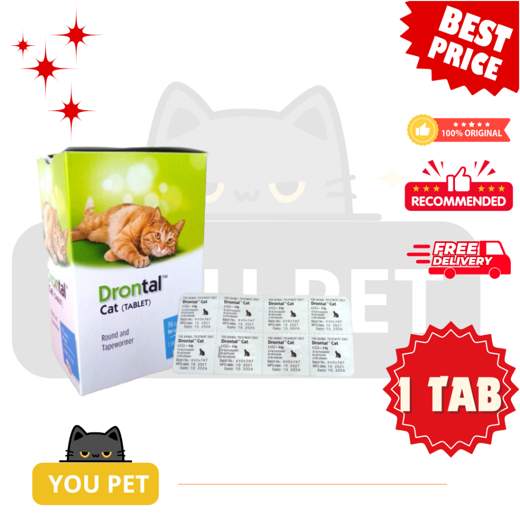 DRONTAL CAT 1 tablet obat cacing kucing drontal
