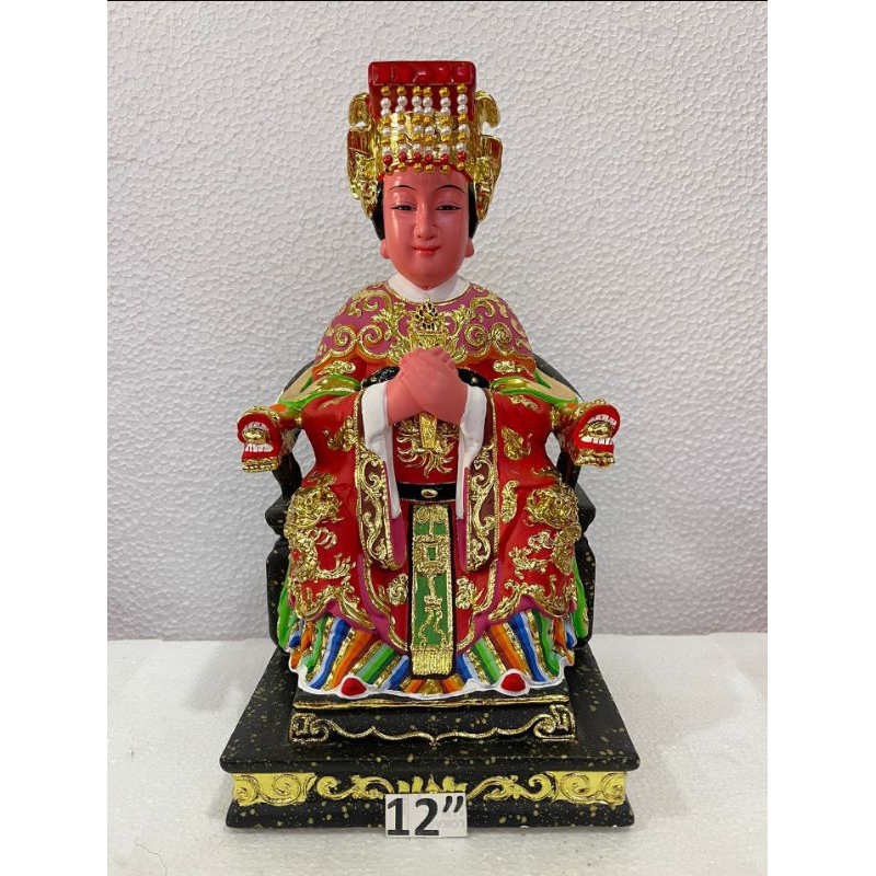 patung dewi maco / ma co / mazu / dewi samudera - tangan tengah - kayu - 12inch