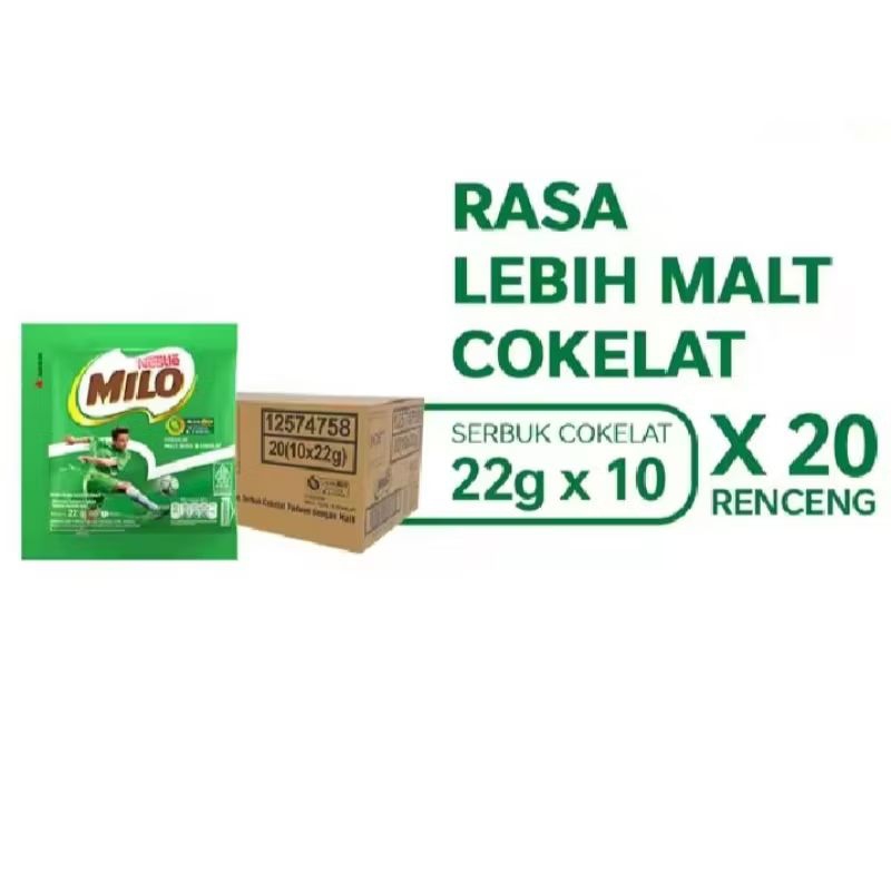 

Milo susu cokelat renceng 22g isi 200pcs (karton)