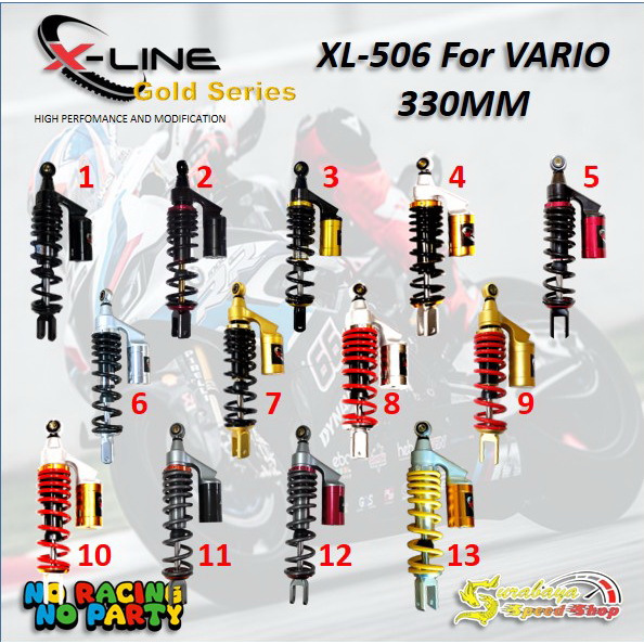 Xline Shock Skok Shockbreaker Belakang Vario 125 Vario 150 330mm Tipe 506 Tabung Atas Original 100%