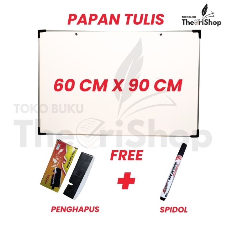 

Papan Tulis 60 x 90 cm Free Spidol Dan Penghapus 2 Sisi White Board dan Black board