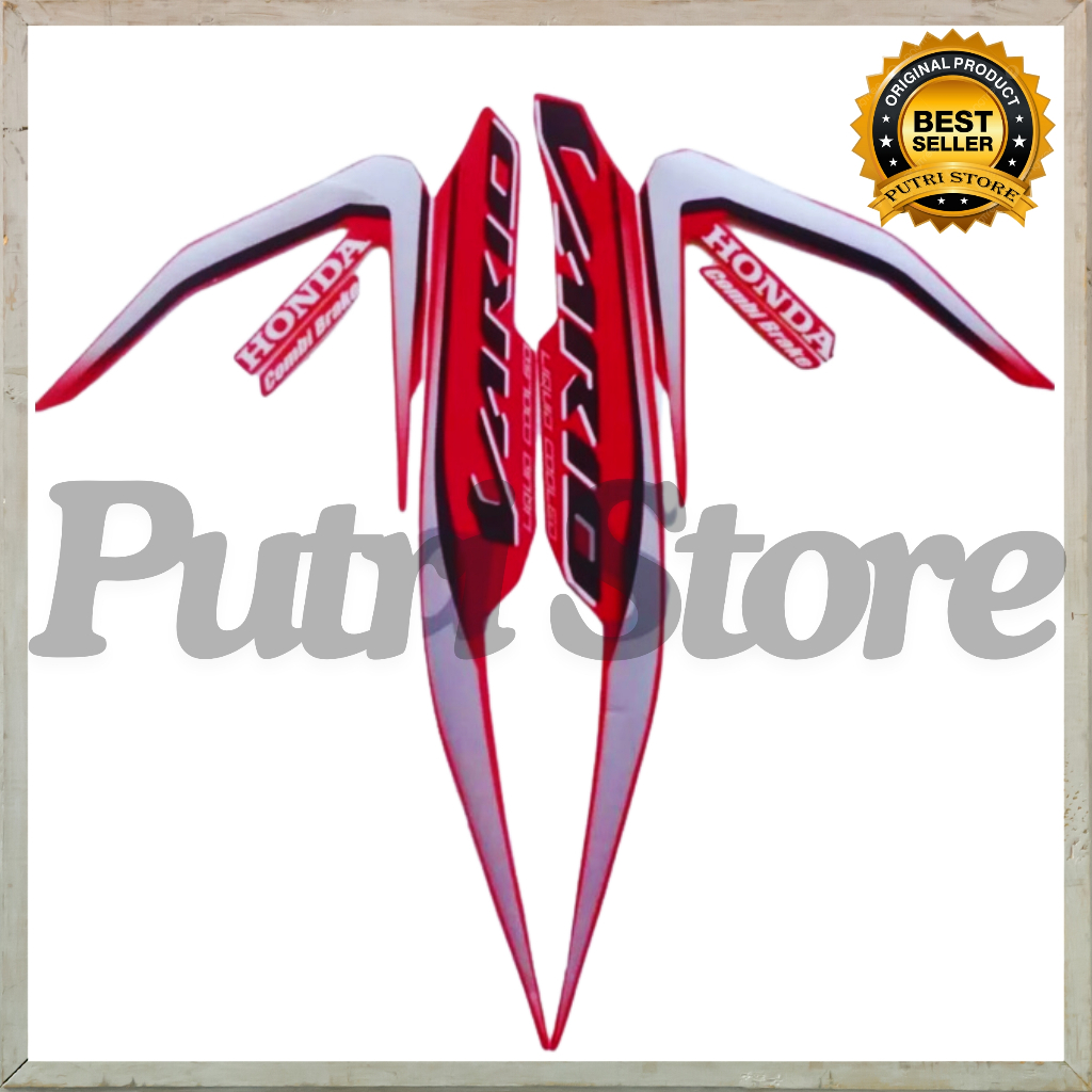 Stiker Striping Honda Vario 125 2019 Putih Merah list body motor Vario 125