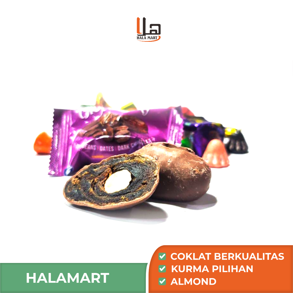 

Coklat isi Kurma Kacang Almond 250gr rasa MIX kurma lapis coklat asli arab oleh oleh haji