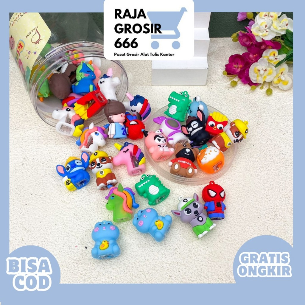 

Rautan toples Kartun Spiderman unicorn Stitch / penyerut Anjing Unicorn Kepiting / sharpener Random toples / Rautan lucu alat tulis kantor