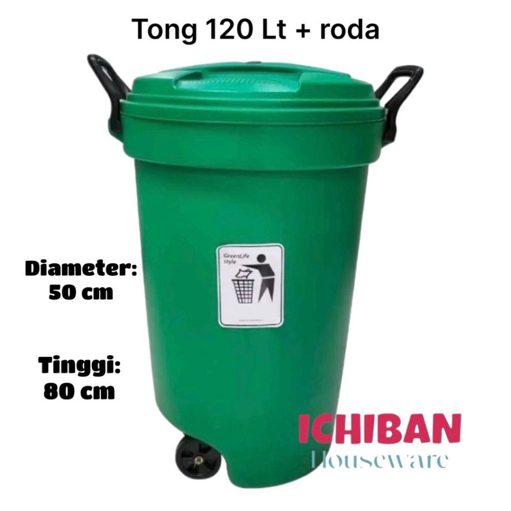 Tong Bak Sampah Jumbo + tutup + roda Astro / Tong Sampah Besar 120 Ltr Plastik / Tong Sampah Jalan /