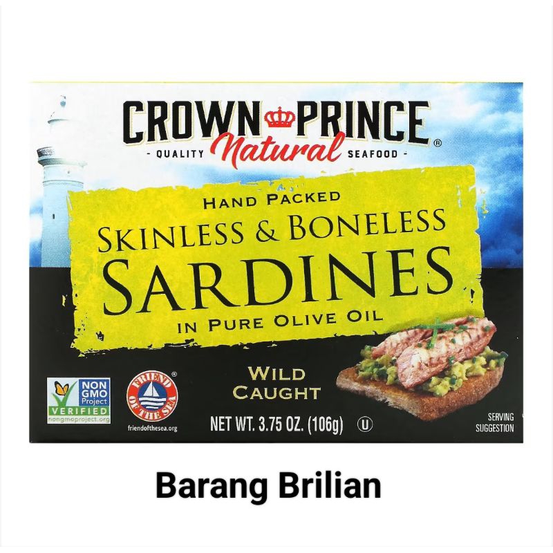 

Crown Prince Natural Skinless & Boneless Sardines in Pure Olive Oil 106 gram