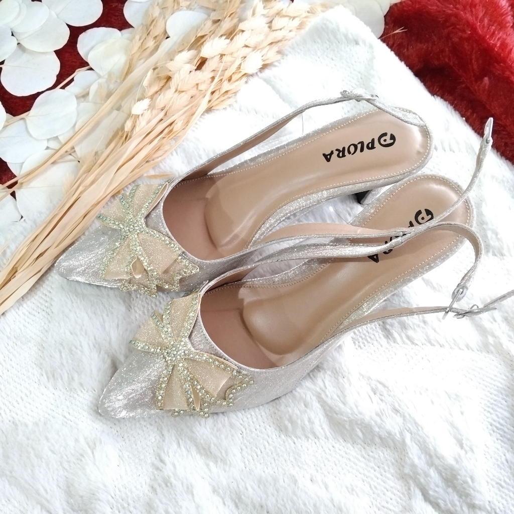 Plora Sepatu Heels Wanita Tali Gesper Transparan Kekinian Model Pita