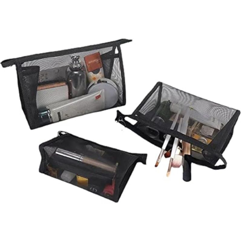 Tas Kosmetik Jaring Bening Tas Makeup Kecil Organizer Makeup Travel Dompet Tas Perlengkapan Mandi Ka
