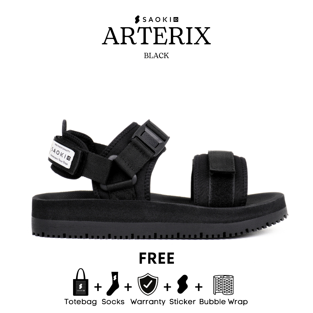 SAOKI - Sandal Slop Pria Wanita Traveling Sendal Casual Slip On Slide Arterix Black