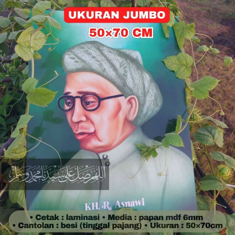 Poster Lukisan KHR Asnawi Kudus Ulama Ukuran Jumbo Besar 50×70 cm