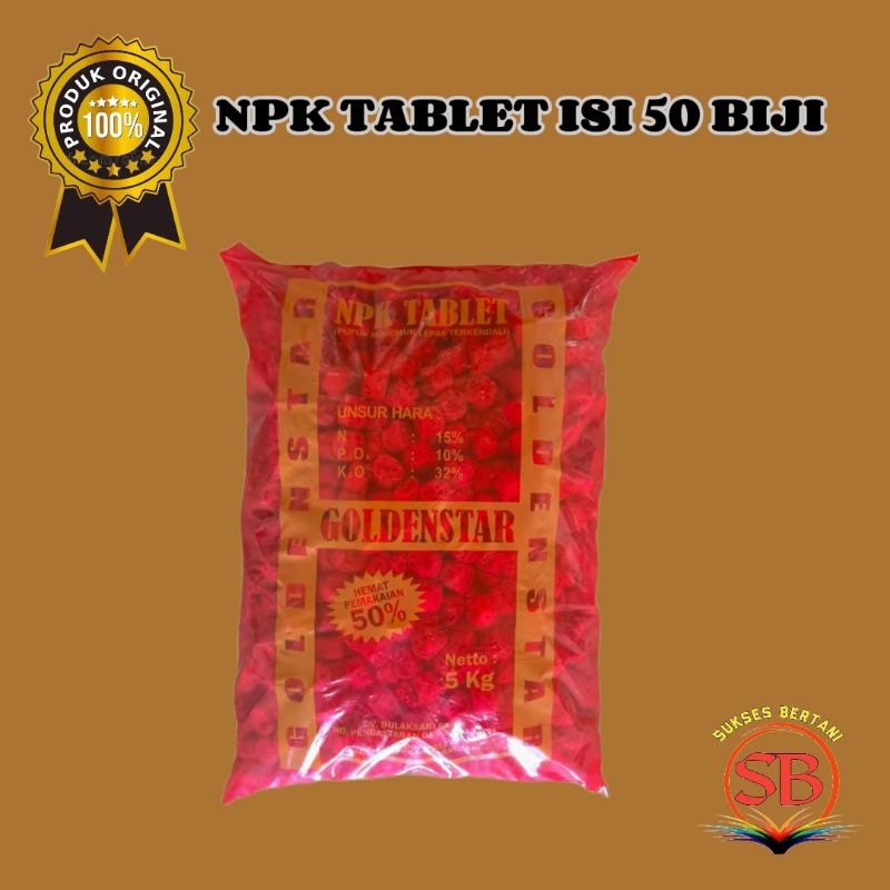 NPK TABLET GOLDEN STAR MERAH  REPACK - ISI 50 BIJI