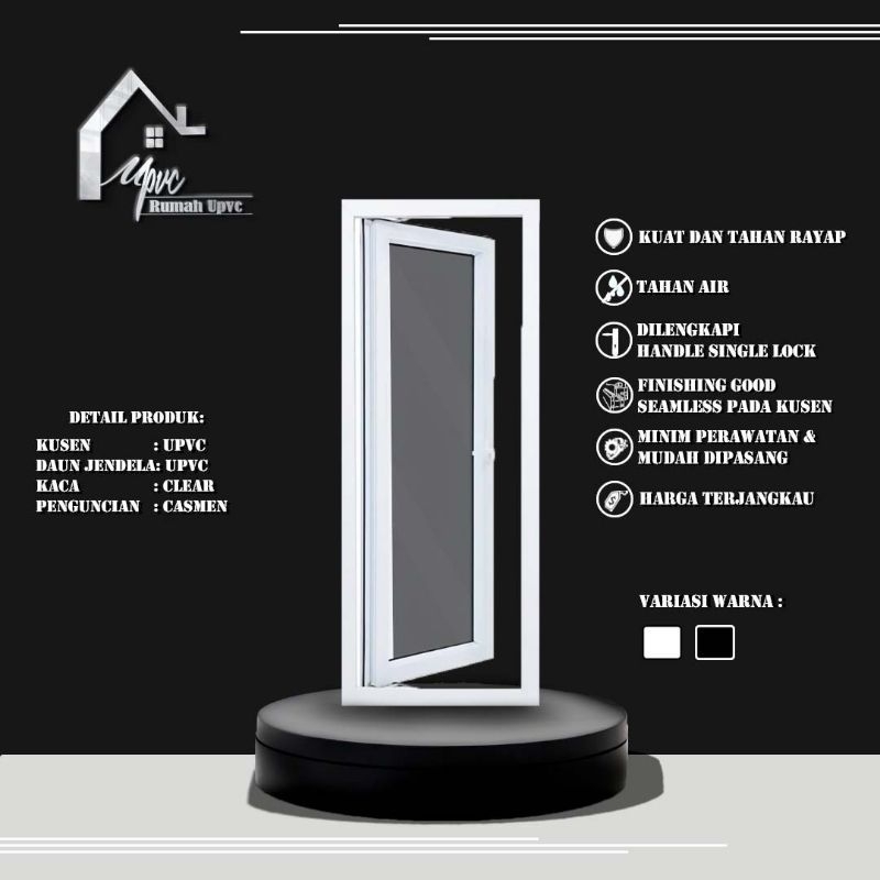 JENDELA SWING 1 DAUN PUTIH UPVC PREMIUM