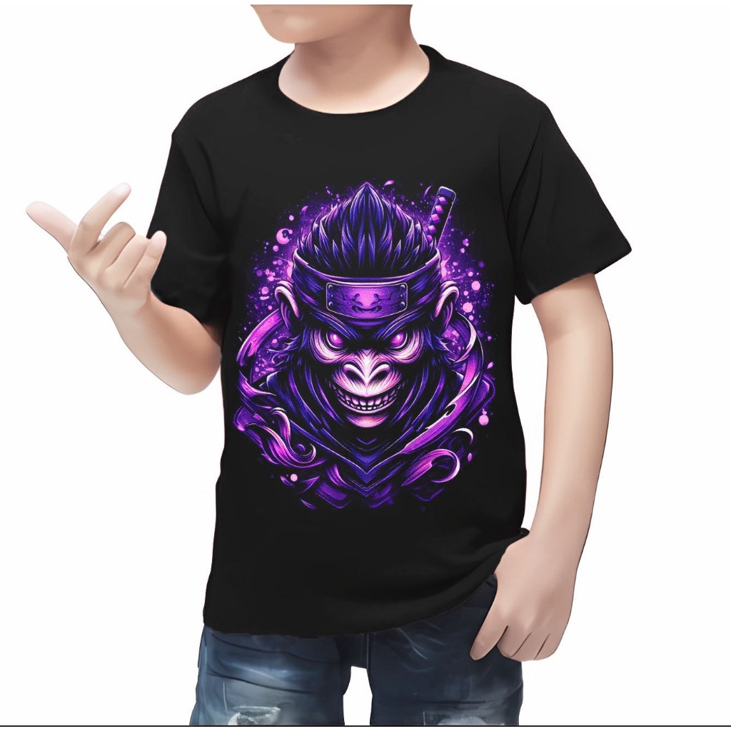 BAJU KAOS DISTRO ANAK COWOK LENGAN PENDEK KEREN TERBARU MOTIF NINJA MONKEY