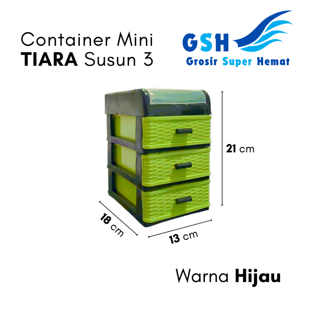 Terbaru Gsh - Rak Container Mini Tiara Plastik Susun 3 & 4 Motif Anyam Warna Warni Tempat