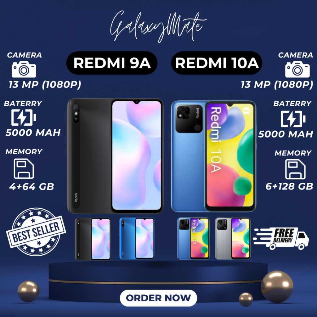 REDMI 9A RAM 4/64 GB / REDMI 10A RAM 6/128GB FULLSET