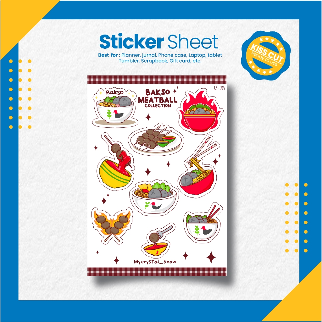 

Stiker Bakso Lucu / Cute Meatball Sticker Sheet [CS-005]